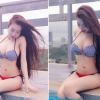 Elly Trần tiếp tục mặc bikini khoe ngực khủng gây nhức mắt ở bể bơi