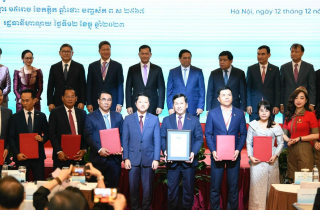 Thủ tướng hai nước Việt Nam và Campuchia chứng kiến khai trương đường bay Hà Nội - Siem Reap của Vietjet