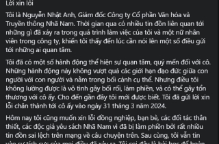 Giám đốc Nhã Nam Nguyễn Nhật Anh xin lỗi vì 'quý mến' nữ nhân viên