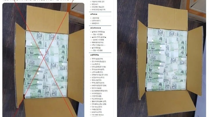 Sự thật bức ảnh lan truyền về 'tiền mặt tại nhà cựu bộ trưởng Hàn Quốc'