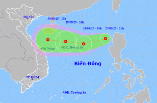 Áp thấp nhiệt đới hình thành trên Biển Đông, hướng về đất liền nước ta