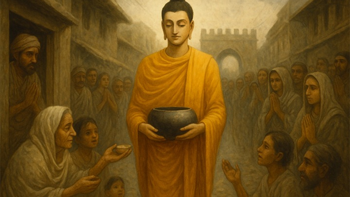 Khi Đức Phật khất thực ở nơi người dân oán hận nghĩ ngài gây nạn đói