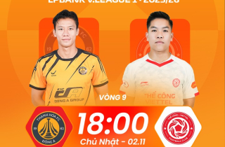 Xem trực tiếp Thanh Hóa vs Thể Công, vòng 9 V.League trên kênh nào?