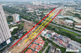 Đại công trường thi công nút giao hơn 2.300 tỷ đồng tại Đại lộ Thăng Long