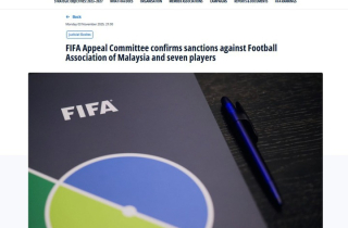 FIFA bác đơn kháng cáo của LĐBĐ Malaysia, giữ nguyên án phạt gian lận nhập tịch