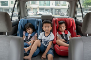 Phụ huynh loay hoay khi nhà có 3 con, xe nhỏ, lắp ghế trẻ em kiểu gì?