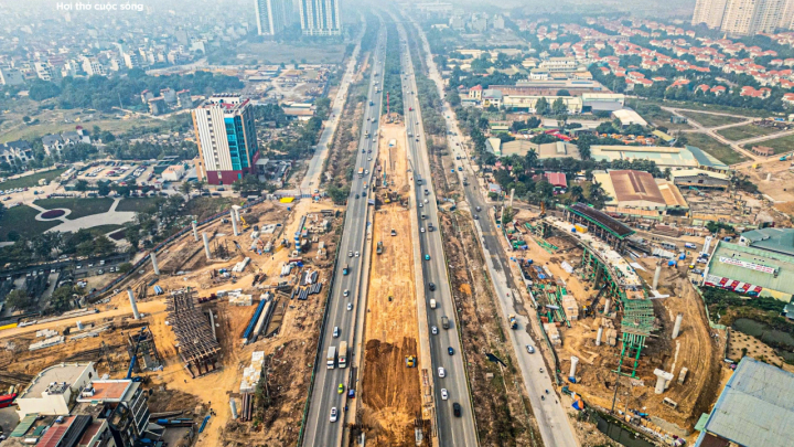 Toàn cảnh nút giao gần 2.400 tỷ đồng ở Hà Nội nhìn từ trên cao